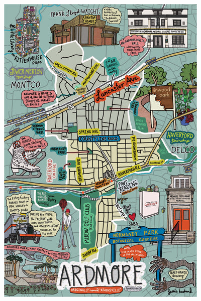 Map of Ardmore, Pennsylvania (customization and framing options available) - Jessie husband