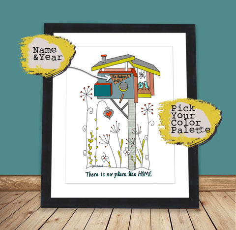 Custom Housewarming Art, birdhouse, modern, love, There is no place like home, Custom plaque, Home