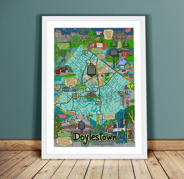 Map of Doylestown, PA, Map Art, Pennsylvania, Bucks County (customization and framing options) - Jessie husband