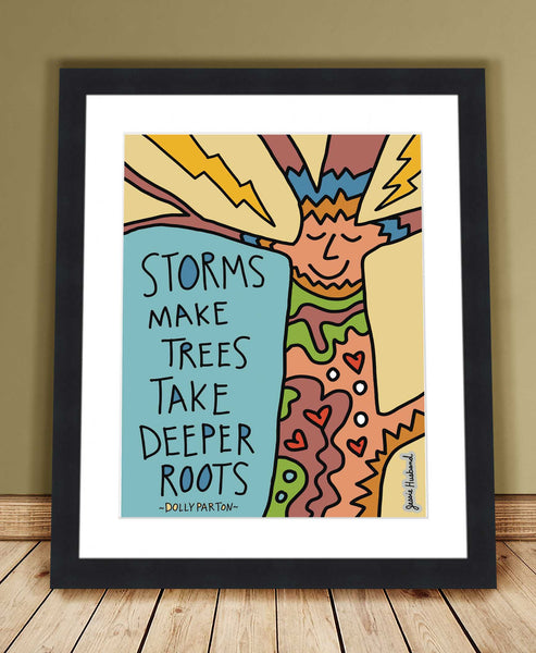 Dolly Parton quote art, storms, rain, thunder, growth