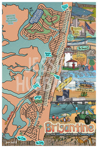 Map of Brigantine, New Jersey (customization and framing options available)
