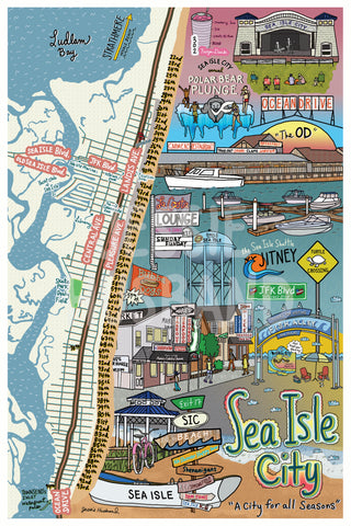 Map of Sea Isle City, New Jersey (customization and framing options available) - Jessie husband