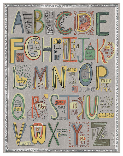 The Avett Brother's ABC Alphabet Art - Jessie husband