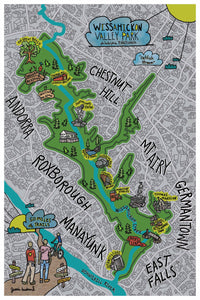 Map of Wissahickon Valley Park, Philadelphia Fairmount Park (customization and framing options available) - Jessie husband