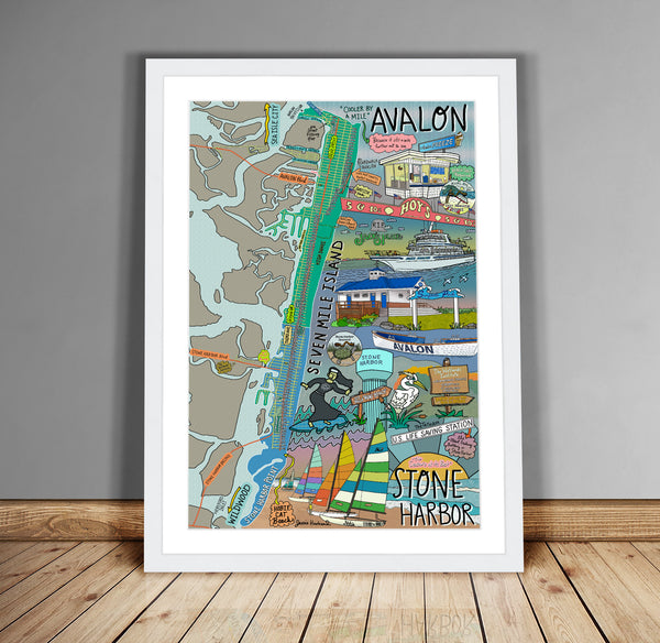 Avalon and Stone Harbor, New Jersey (customization and framing options available) - Jessie husband