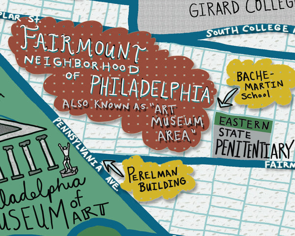 Map of Fairmount, Philadelphia (customization and framing options available) - Jessie husband