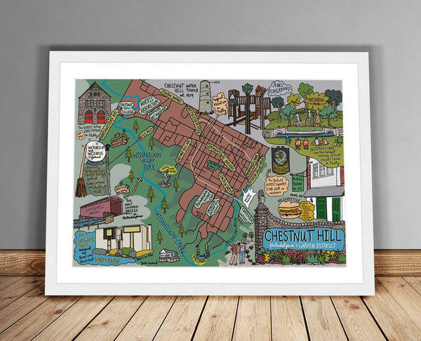 Map of Chestnut Hill, Philadelphia (customization and framing options available) - Jessie husband