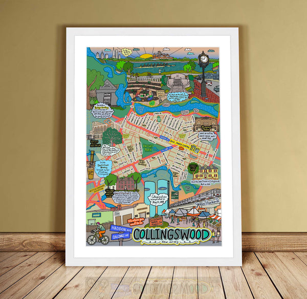 Map of Collingswood, New Jersey (customization and framing options available)