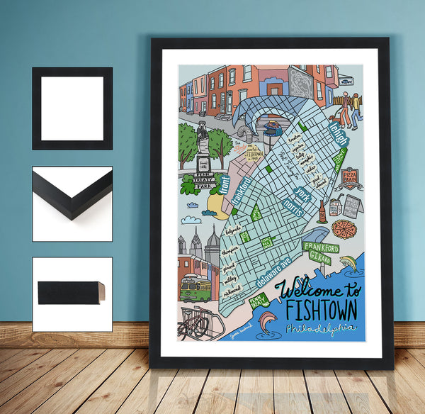 Map of Fishtown, Philadelphia (customization and framing options available) - Jessie husband