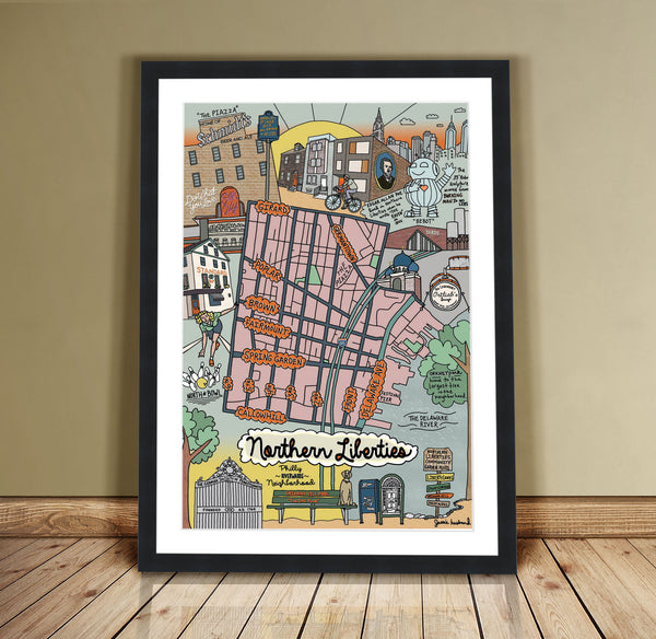 Map of Northern Liberties, Philadelphia (customization and framing options available) - Jessie husband