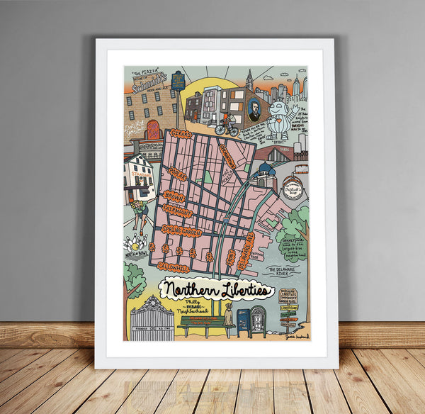Map of Northern Liberties, Philadelphia (customization and framing options available) - Jessie husband