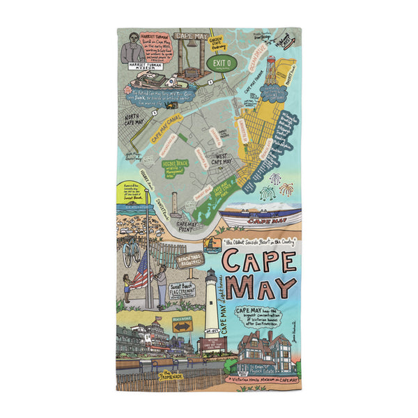 Map of Cape May, NJ Beach Towel - Jessie husband